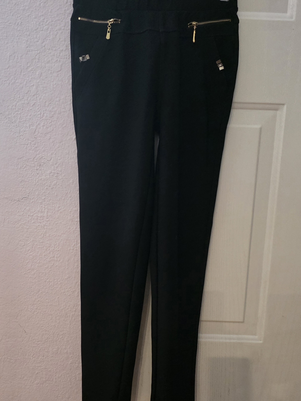 XJ BOOST - One Size Womens Black Dress Pants with Zip Detail